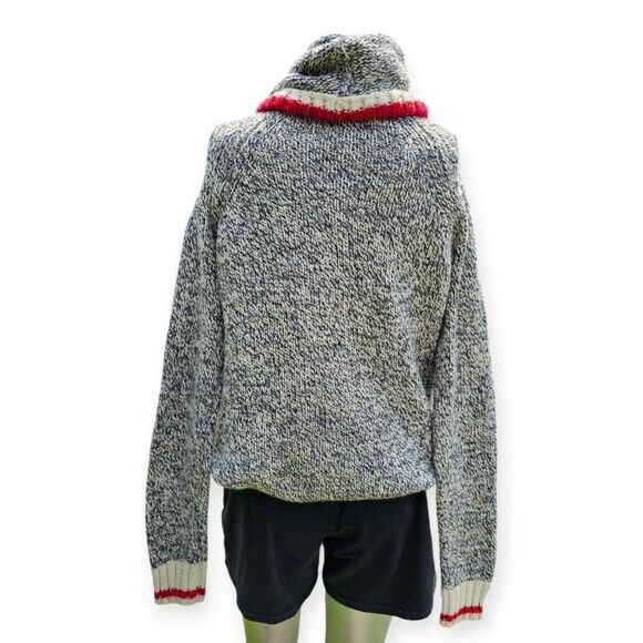 Roots Heathered Grey Cabin Classic Funnel Neck Pullover Sweater - Picture 6 of 9